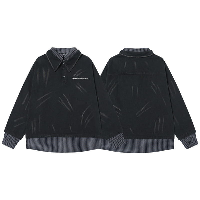 UNIKCOSA UrbanSoul Irregular Washed Spliced Shirts π«