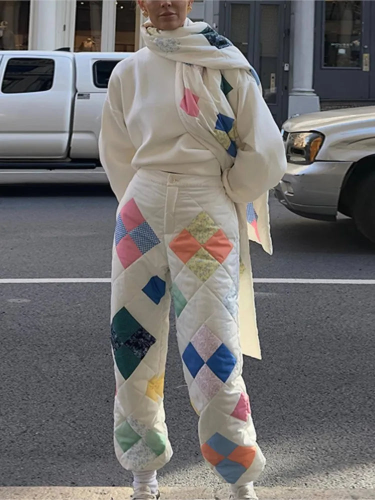 UNIKCOSA DiamondLace Printed Strap Jacket & Pants Set