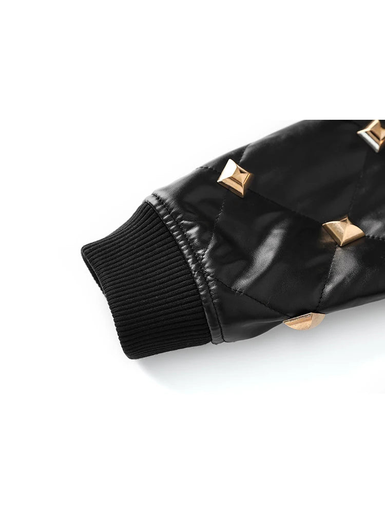 UNIKCOSA NoirFit Leather Jacket Rivet Buckle Stand Collar π«