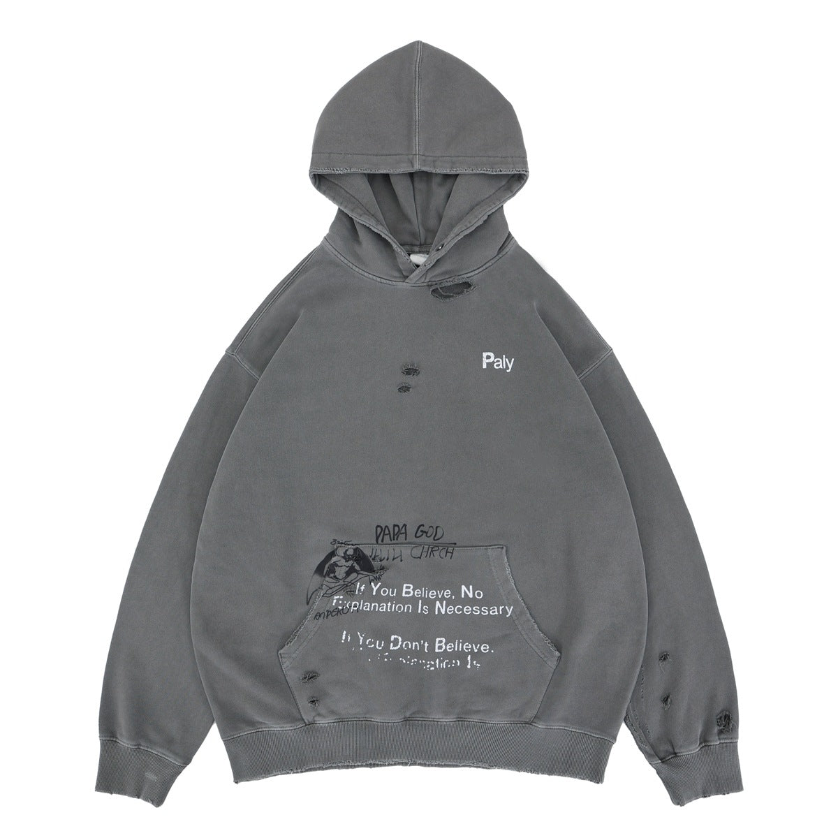 UNIKCOSA NoirFit Distressed Hoodie Winter Loose Fit 💫