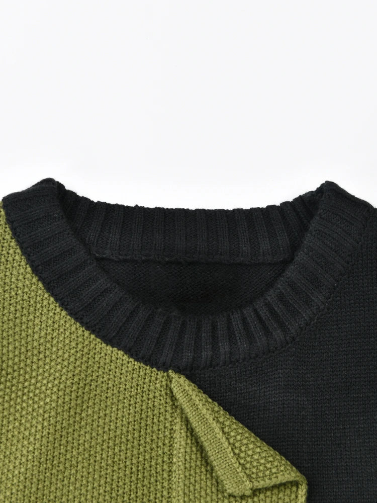UNIKCOSA VerdeFlow Women’s Colorblock Knit Sweater