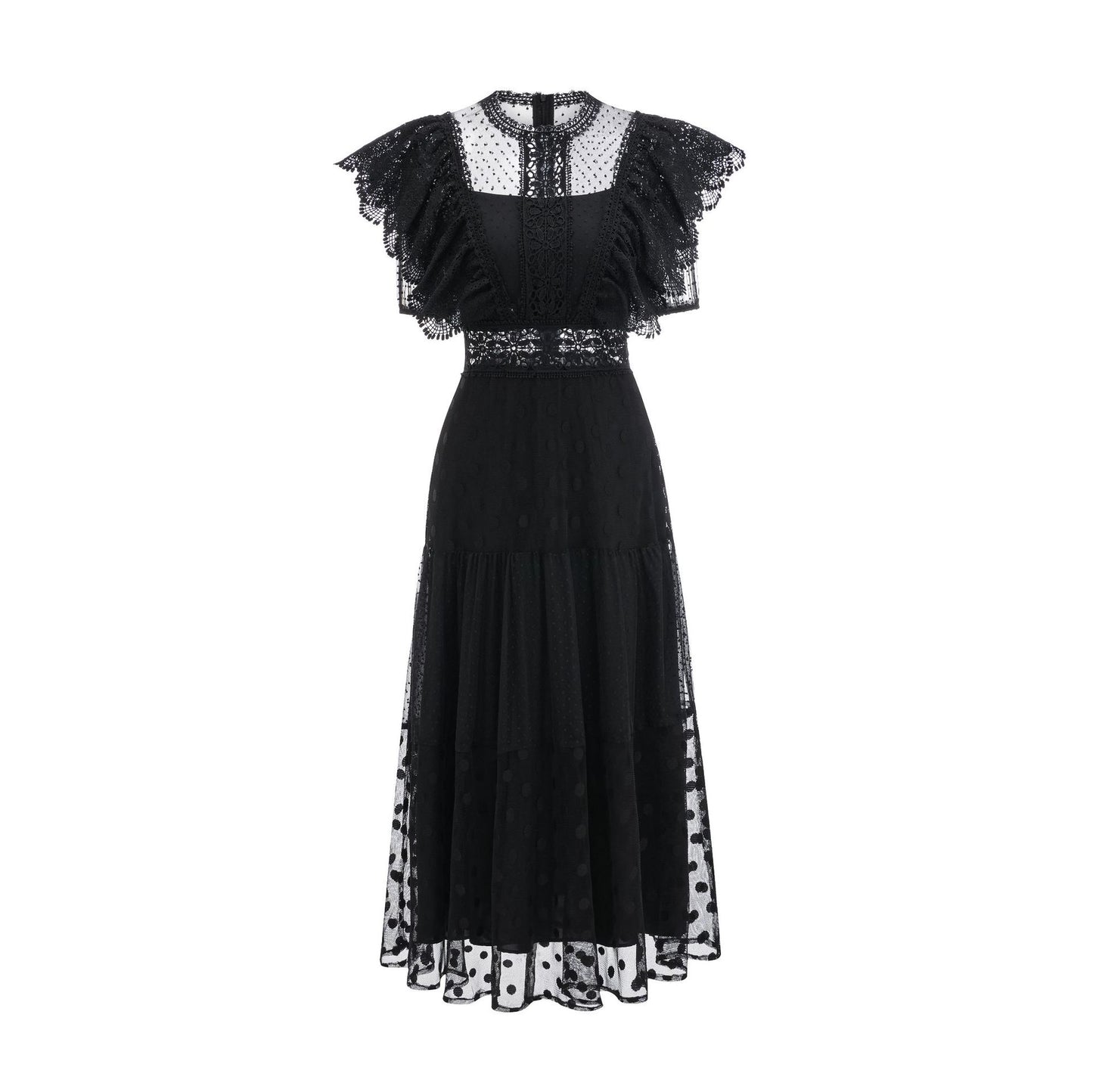 UNIKCOSA Velora Polka Dot Dress Flutter Sleeve Round Neck 💫