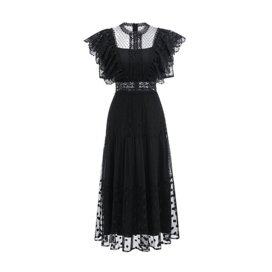 UNIKCOSA Velora Polka Dot Dress Flutter Sleeve Round Neck π«