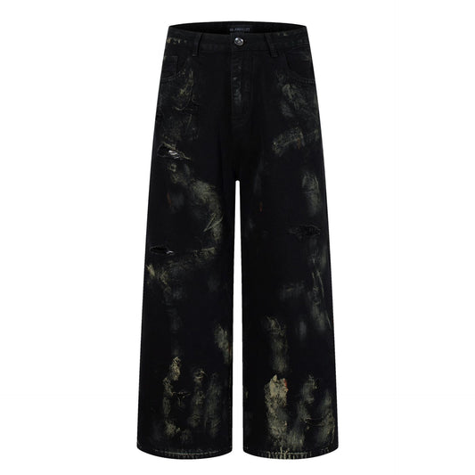 UNIKCOSA UrbanSoul GraffiDenim Ripped Washed Wide Leg Jeans π«