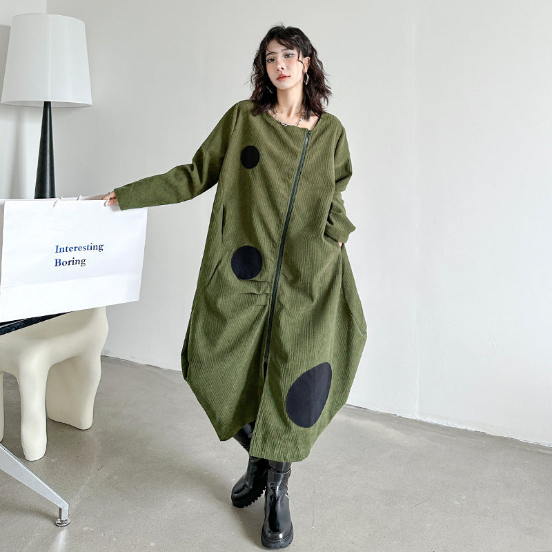 UNIKCOSA Velora Korean Oversize Zipper Splice Dress Coat 💫