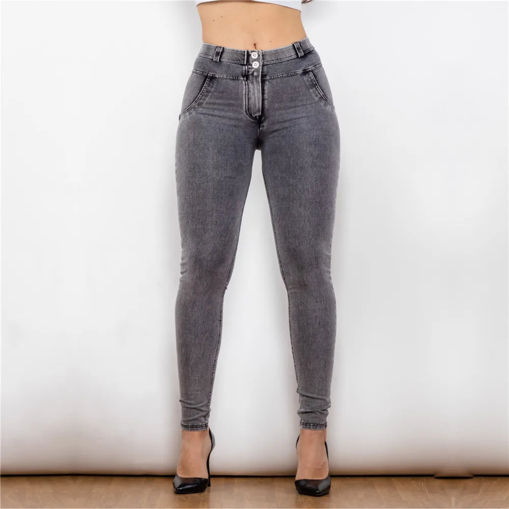 UNIKCOSA NoirFit MelodyLift Jeggings Grey Stretch Denim 🖤