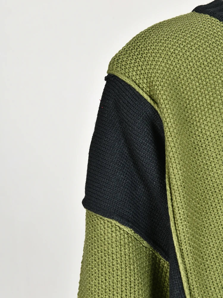 UNIKCOSA VerdeFlow Women’s Colorblock Knit Sweater