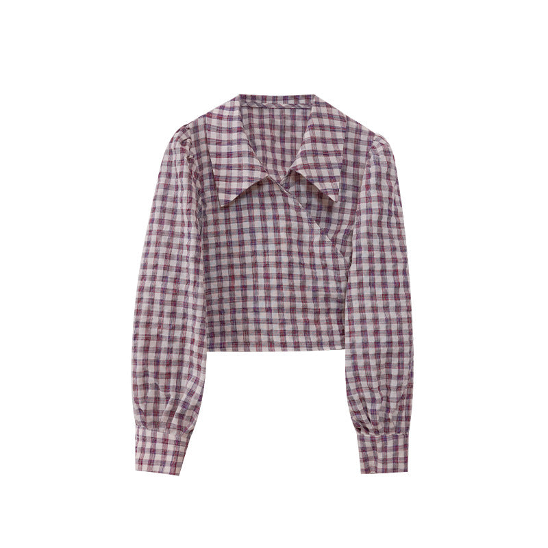 UNIKCOSA RetroMuse Slim Fit Bubble Sleeve Checkered Shirt π«