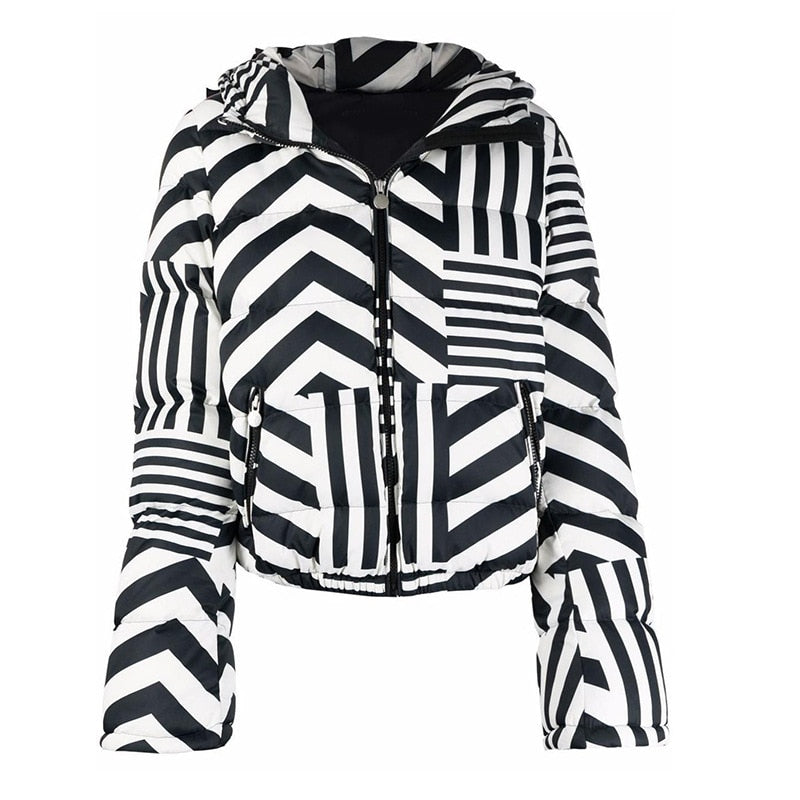 UNIKCOSA Velora Striped Down Jacket Hooded Parka Women π«