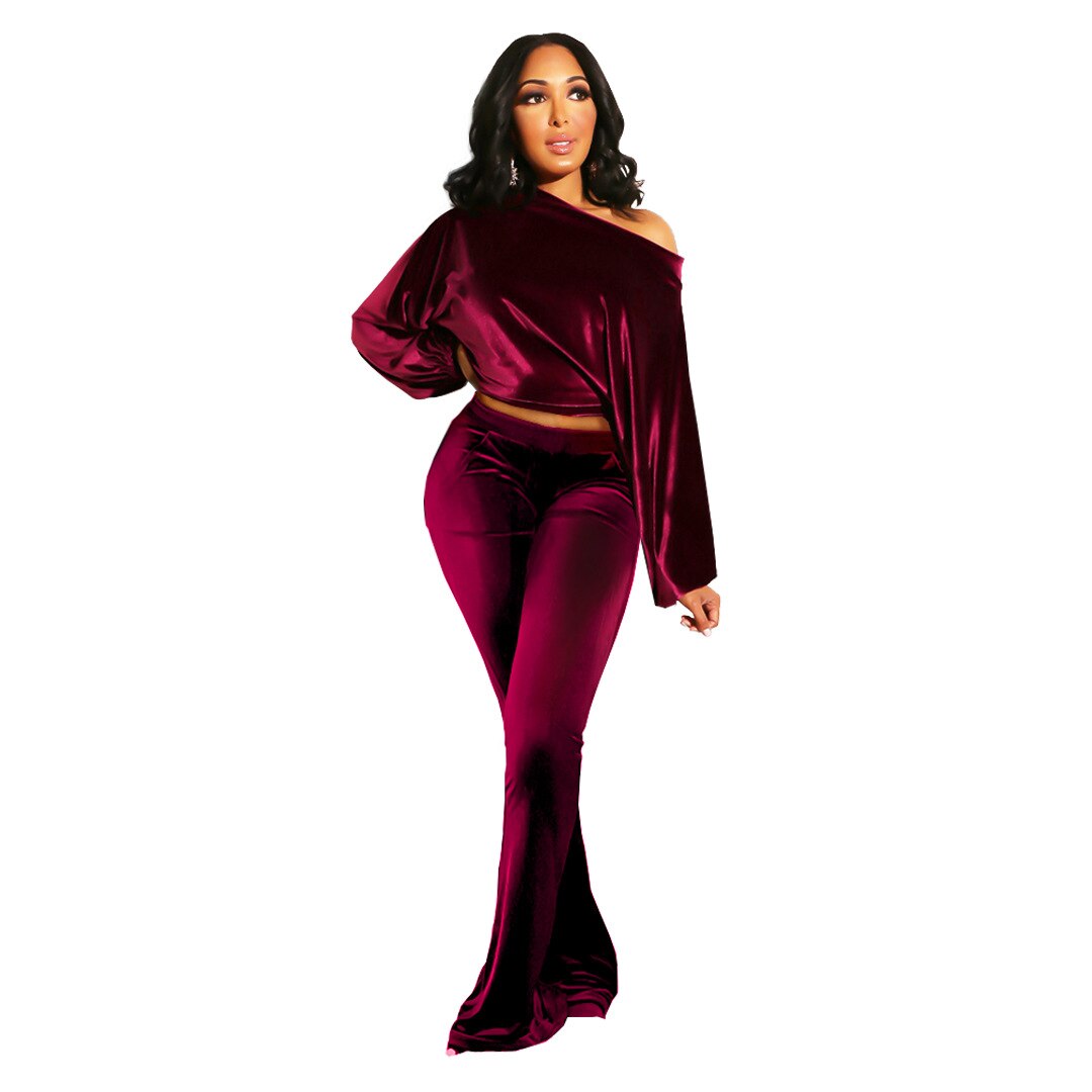 UNIKCOSA VelvetAllure One-Shoulder 2-Piece Set for Women 💃
