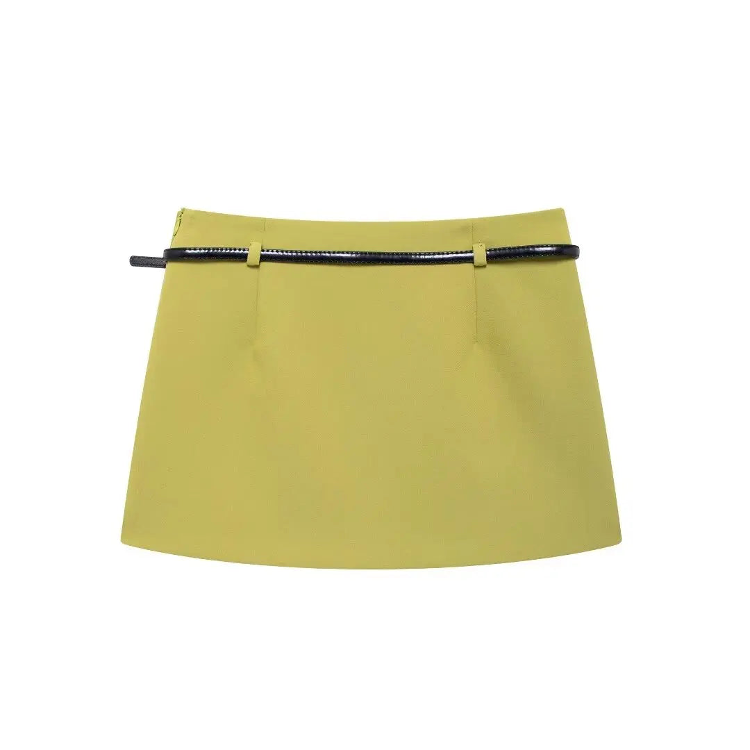 UNIKCOSA Velora Green Waist Belt Slim Fit Shirt And Skirt π«