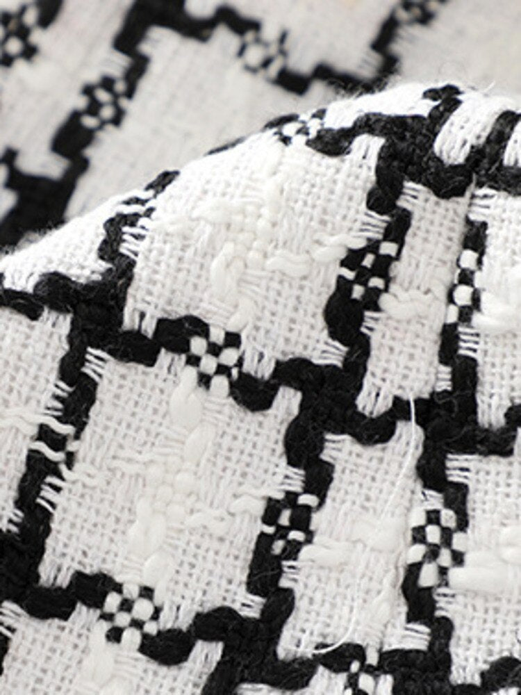 UNIKCOSA NoirFit Beaded Check Wool Coat Craftsmanship π€