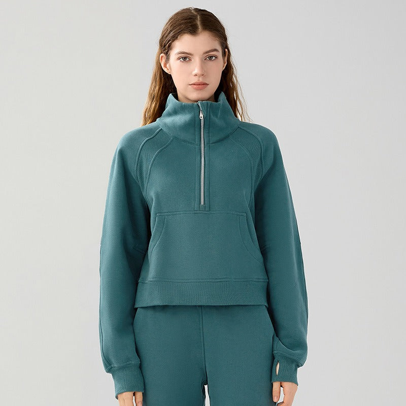 UNIKCOSA VelvetWarm Luxe Short Sports Sweatshirt for Women ❄️