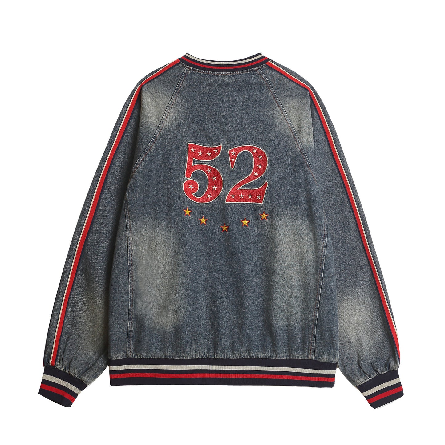 UNIKCOSA Velora Washed Letter Embroidered Denim Sweatshirt 💫