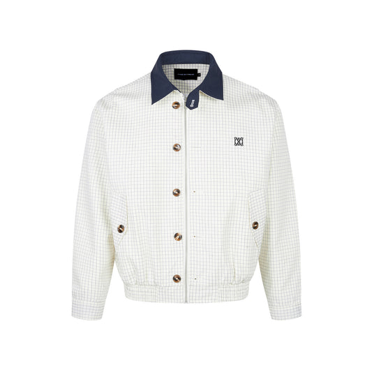 UNIKCOSA Velora Notched Collar Plaid Color Block Jacket 💫