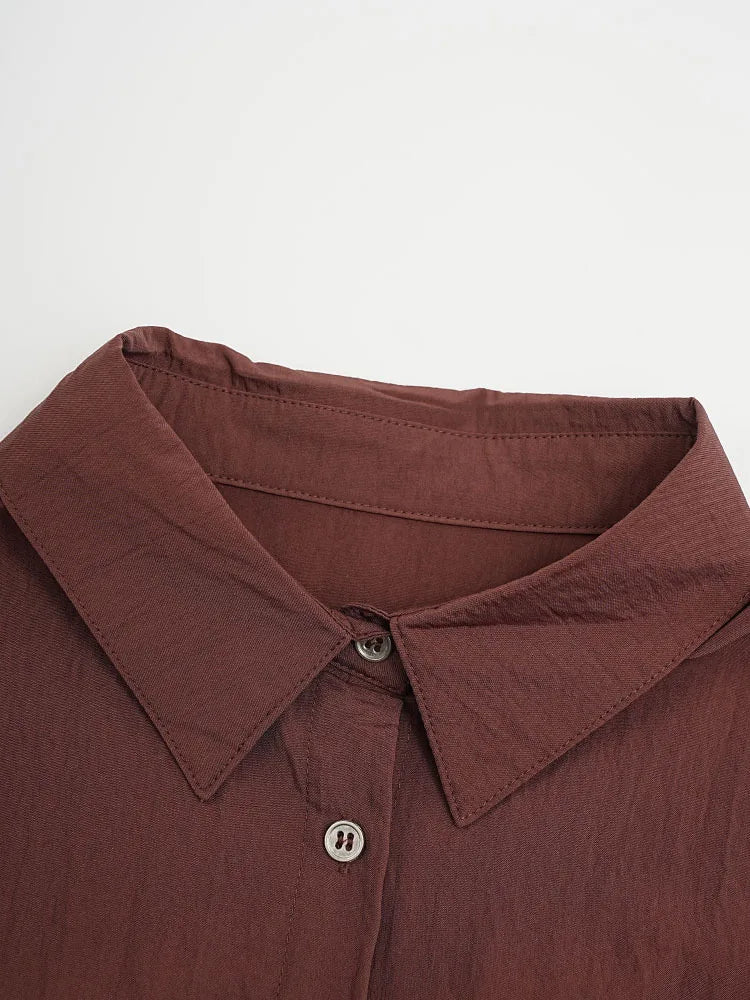 UNIKCOSA NoirFit Loose Long Sleeve Shirt Red Brown 💫