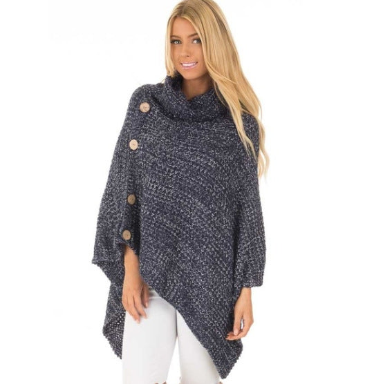UNIKCOSA ÉlanTurt Women’s Knitted Turtleneck Cloak Sweater