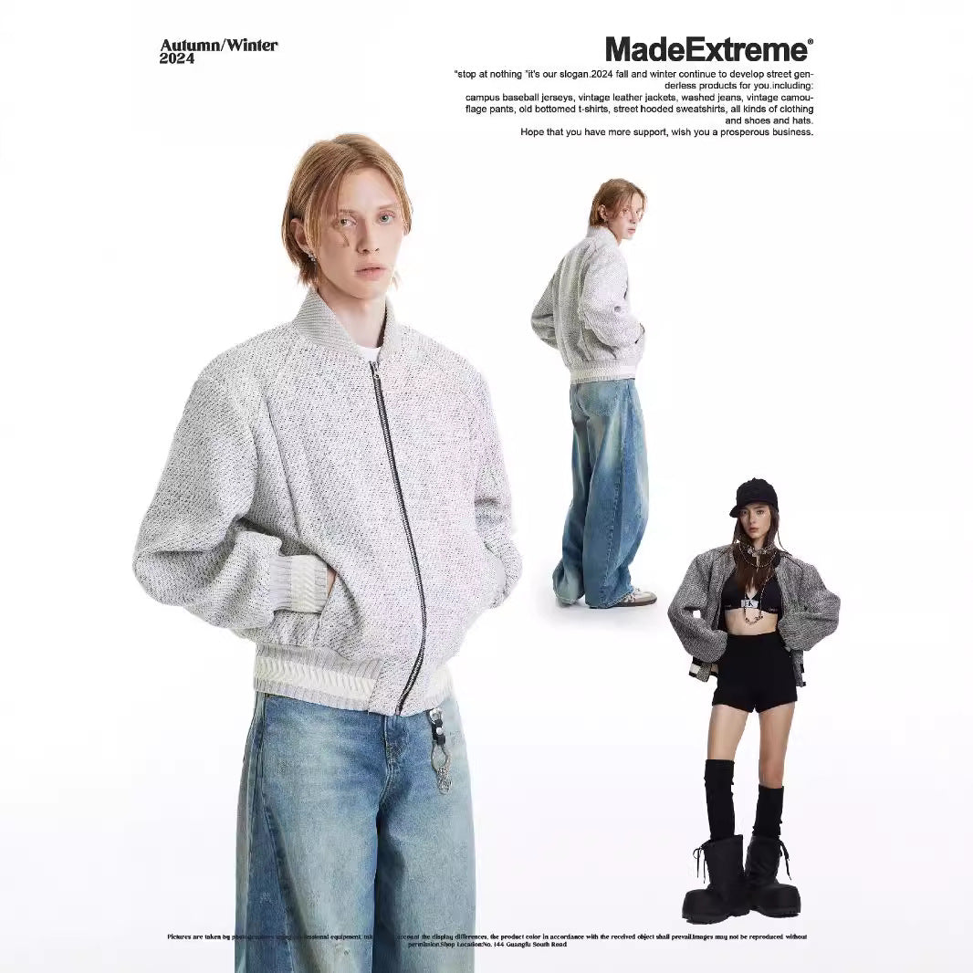 UNIKCOSA Velora Oversize Flower Knit Jacket Stand Collar π«