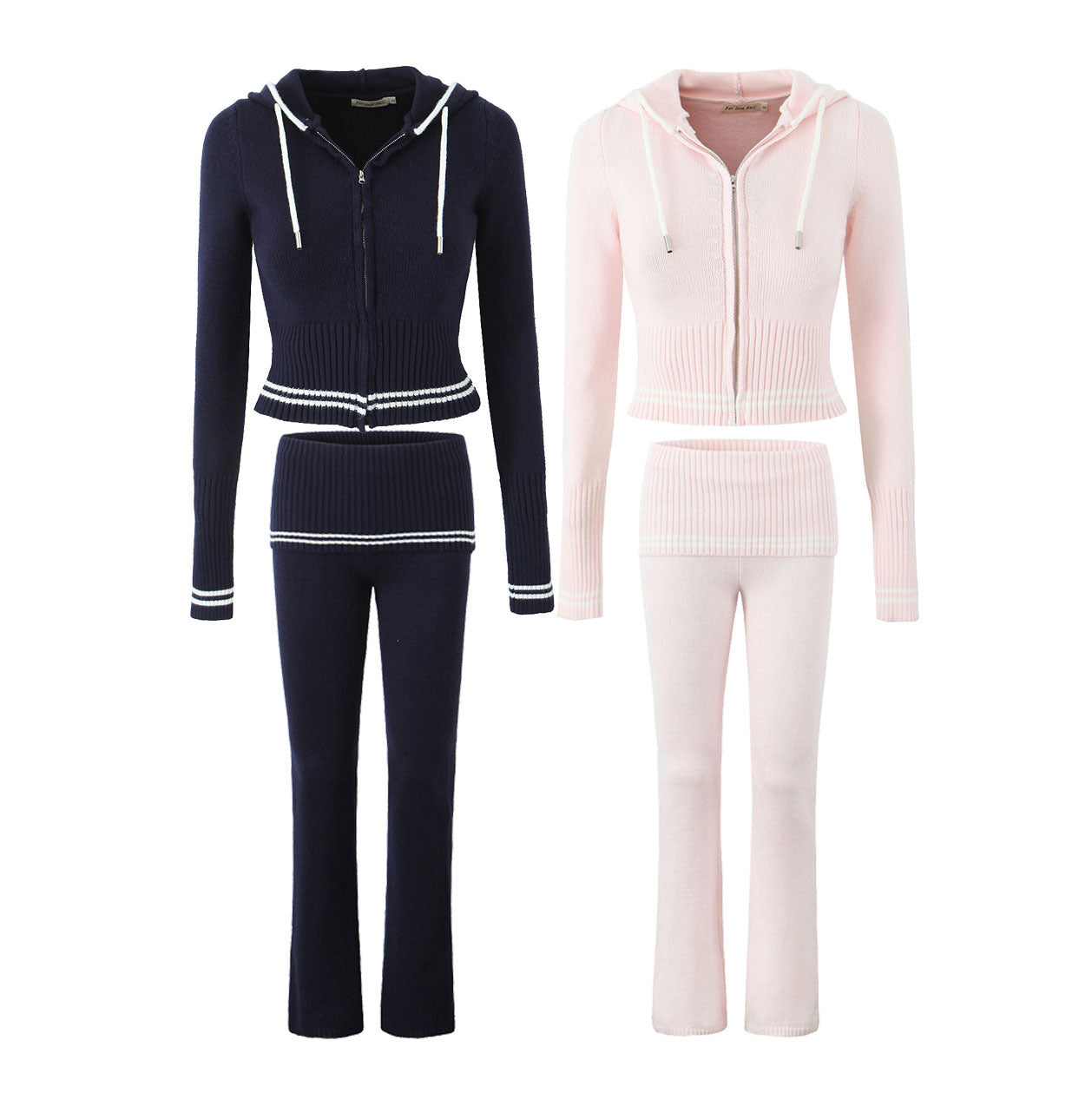 UNIKCOSA Velora Two-Piece Streetwear Knitted Hoodie Set ๐