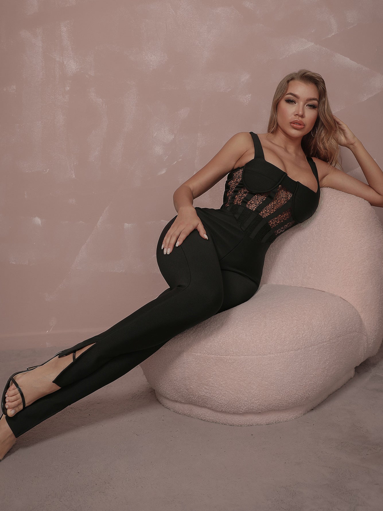 UNIKCOSA NoirFit Jumpsuit With Lace Detailing Elegance 🖤