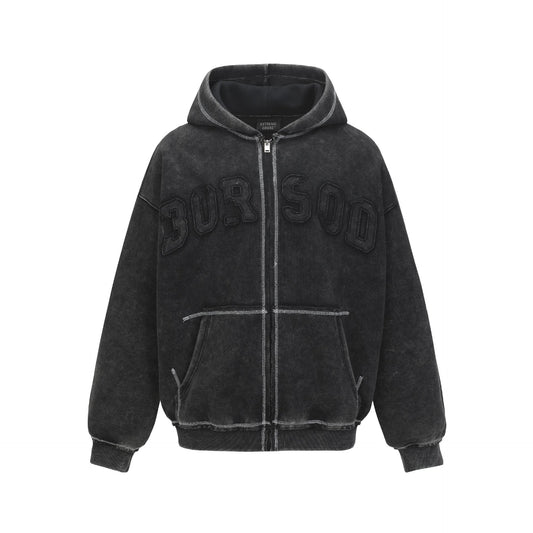 UNIKCOSA NoirFit Embroidered Hooded Cardigan Jacket 💫