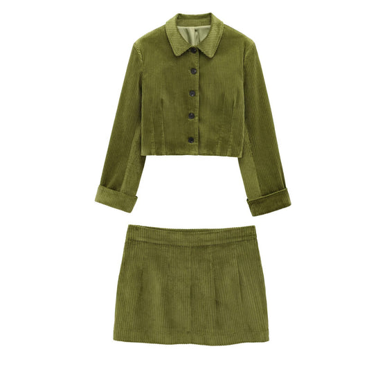 UNIKCOSA Velora European Style Corduroy Jacket and Skirt π«