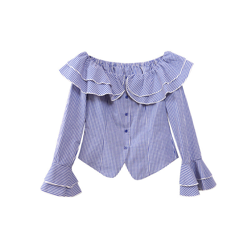 UNIKCOSA Velora Checkered Lotus One Shoulder Shirt π«