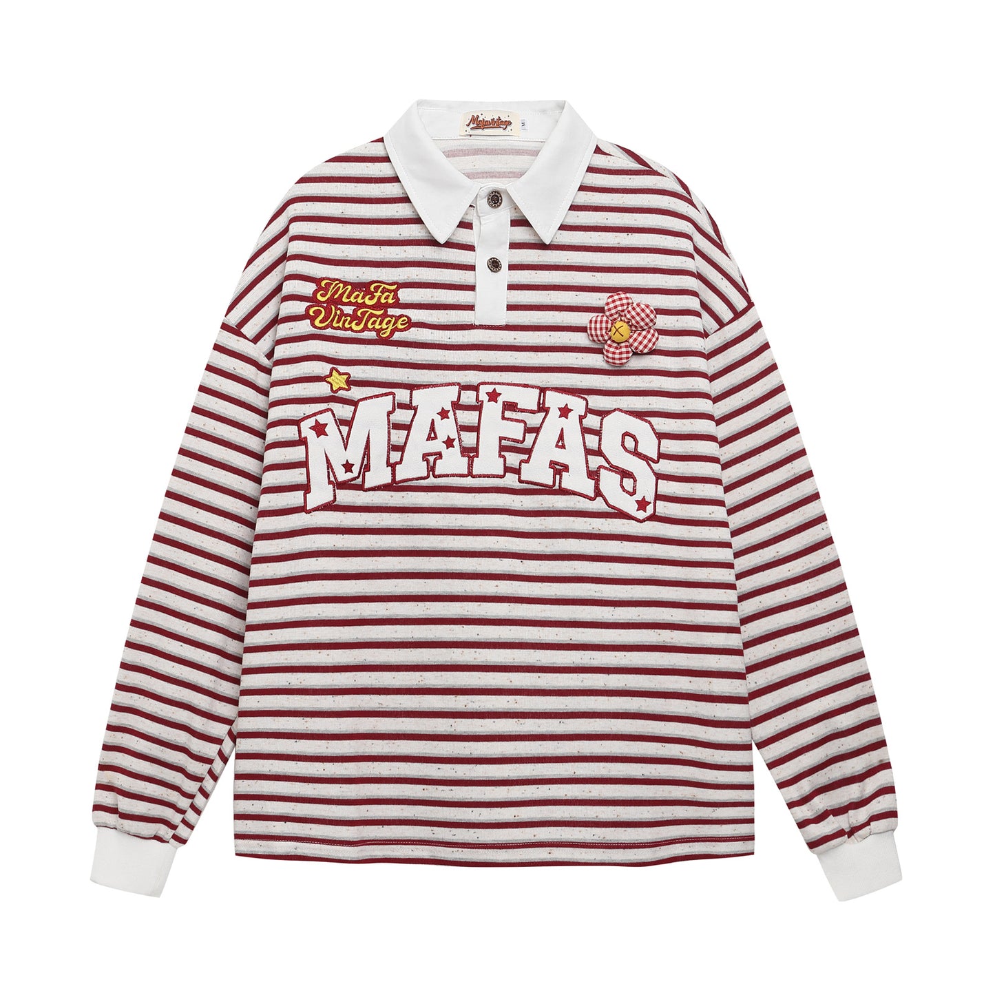 UNIKCOSA Velora Embroidered Striped Long Sleeve Polo Shirt ๐ซ