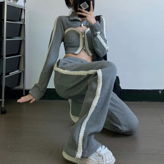 UNIKCOSA Velora High-Waist Wide-Leg Cotton Pants Grey π