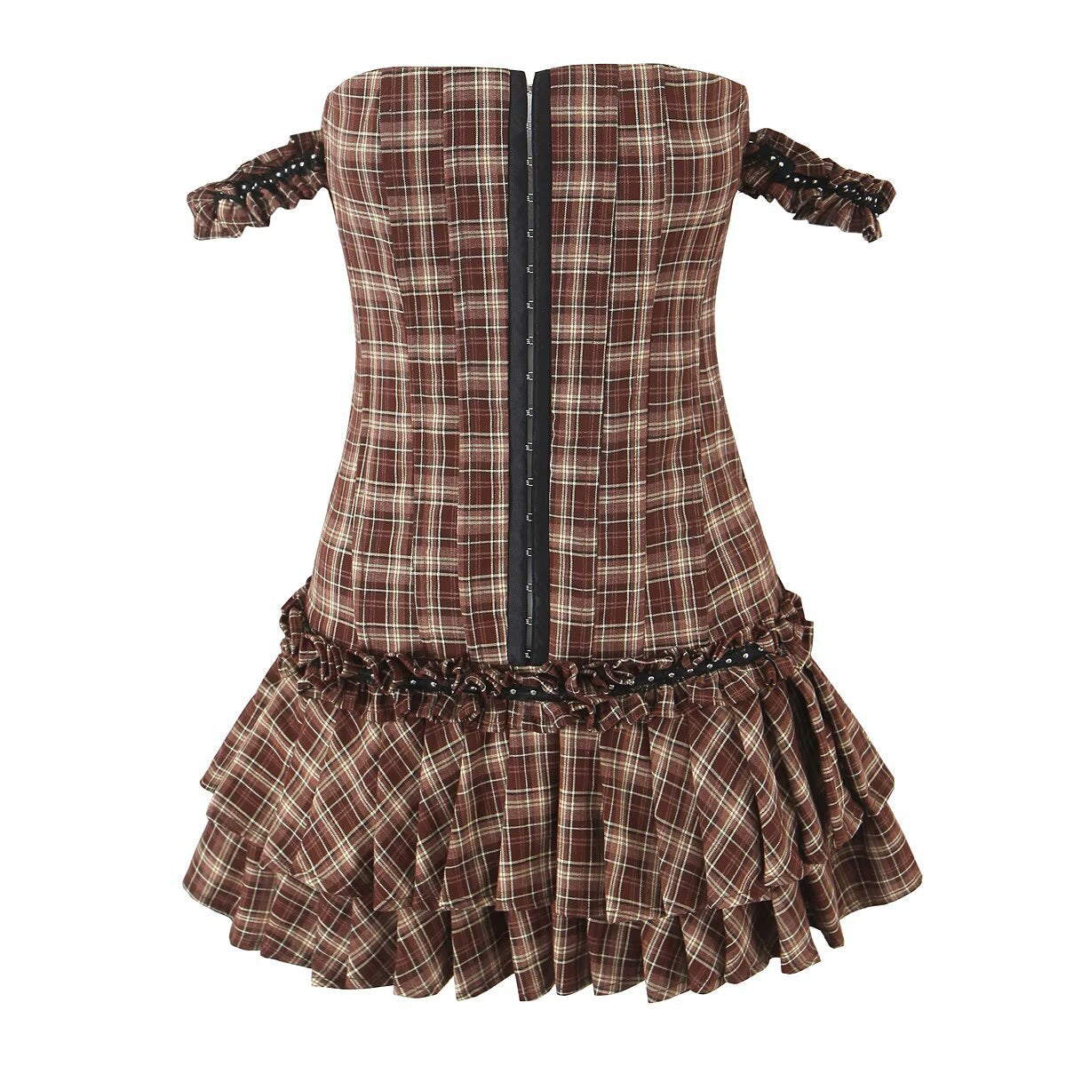 UNIKCOSA Velora Plaid Waist Cinching Strapless Dress ๐ซ