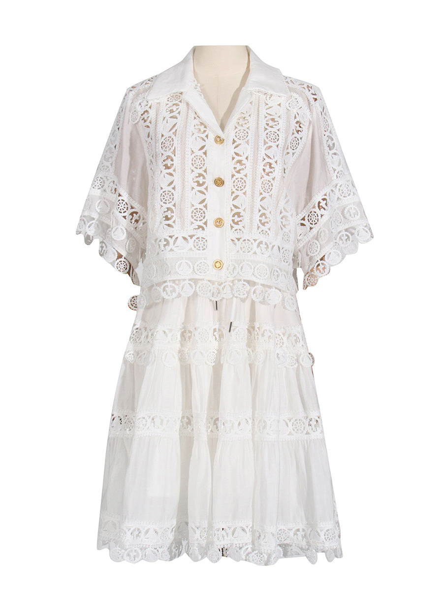 UNIKCOSA Velora Lace Embroidered Shirt And Skirt Set 💫