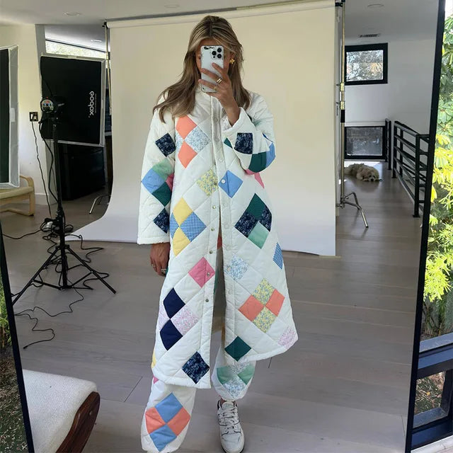 UNIKCOSA DiamondLace Printed Strap Jacket & Pants Set