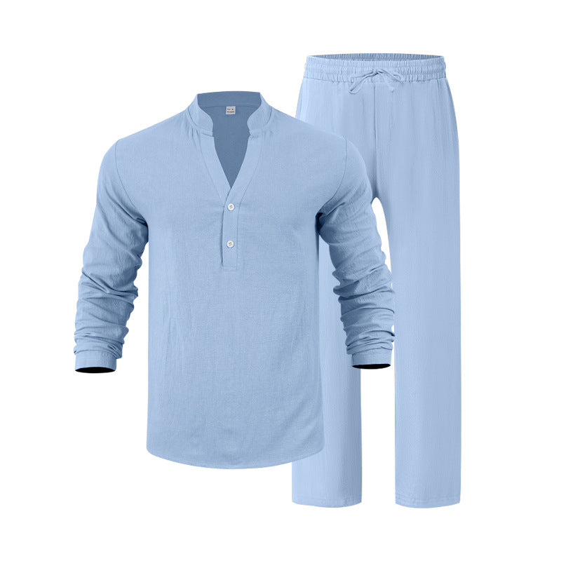 UNIKCOSA LuxeEase AirLino Relaxed V-Neck Linen Set 💫