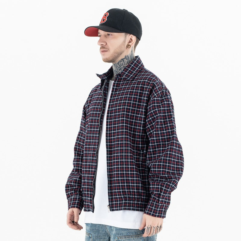 UNIKCOSA NoirFit Wine Red Plaid Long Sleeve Jacket π«