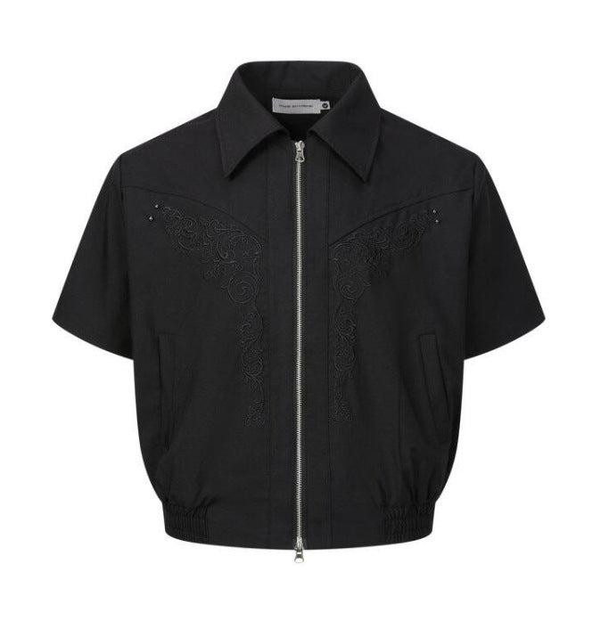 UNIKCOSA NoirFit Embroidered Shirt Jacket Cotton Blend π«