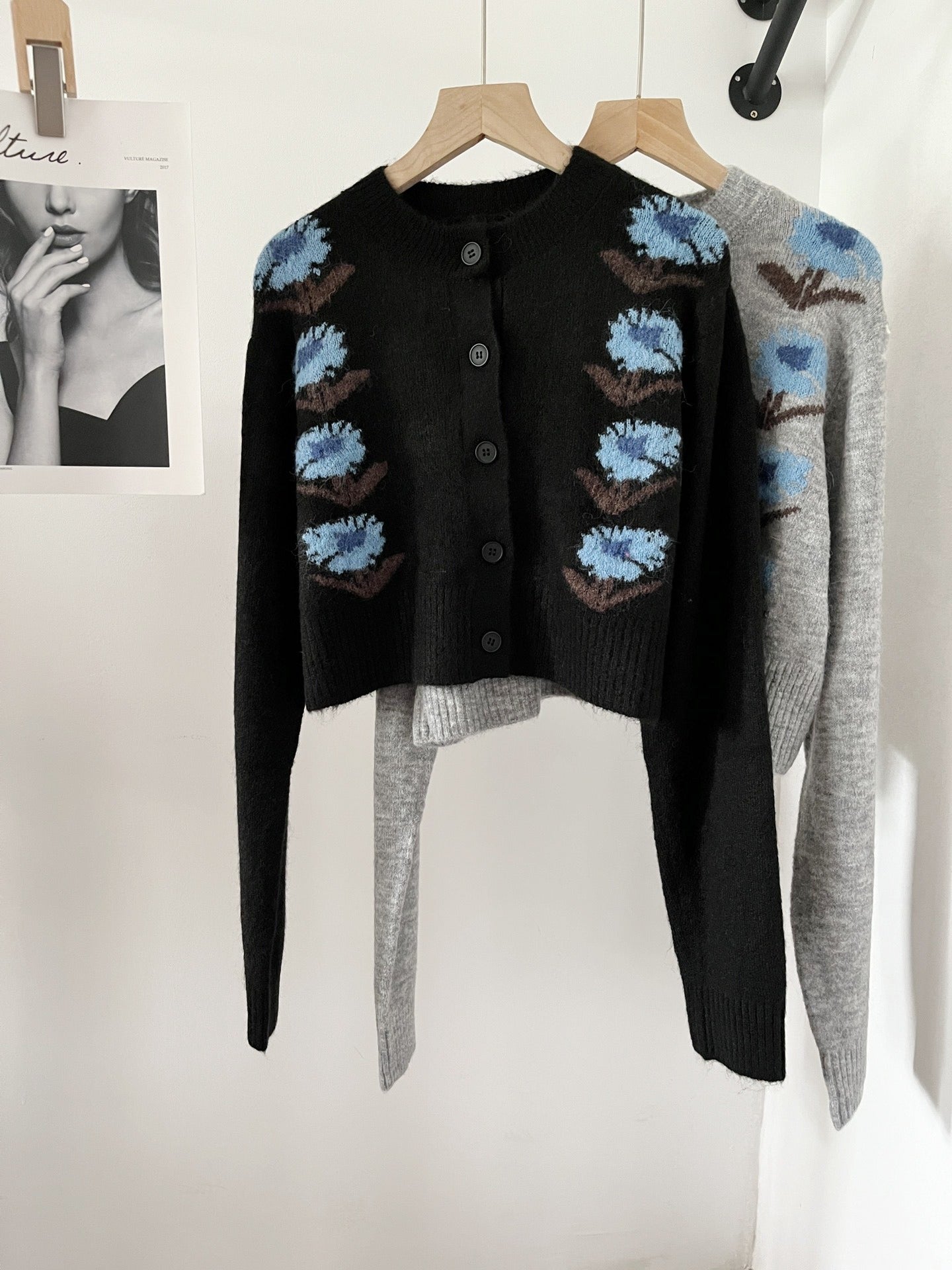 UNIKCOSA Velora Black Floral Jacquard Cardigan Top 💫