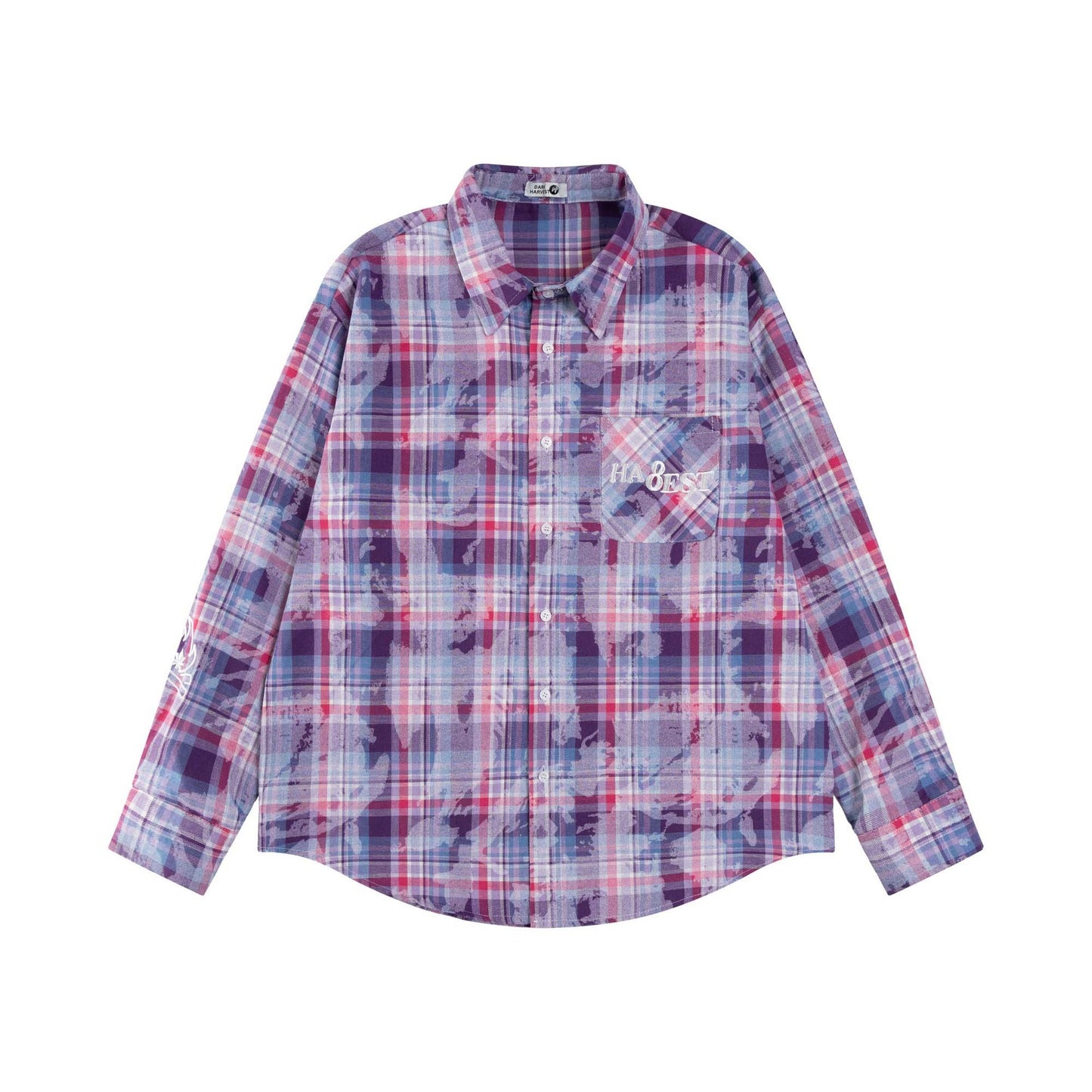 UNIKCOSA RetroMuse Beaded Plaid Shirt Turn Collar Unisex π«