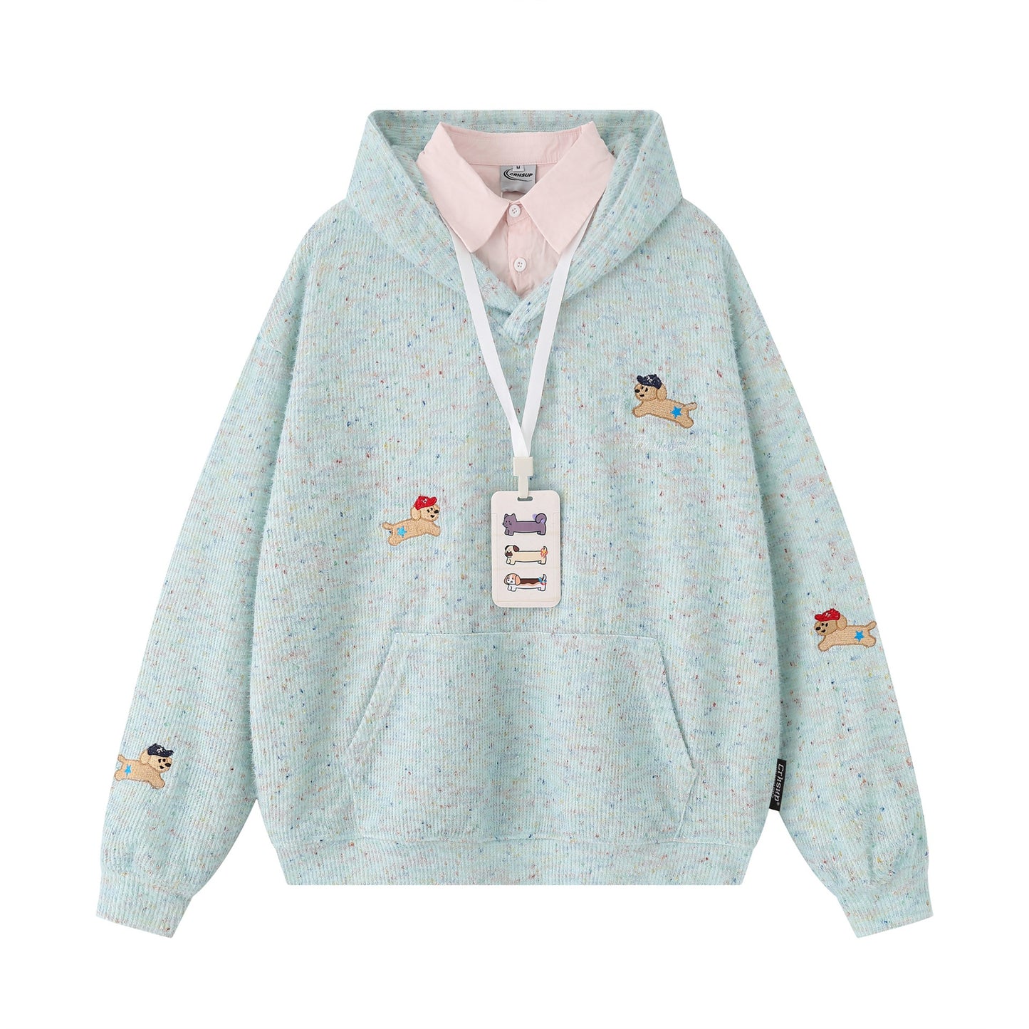 UNIKCOSA RetroMuse Colorful Dog Embroidery Hoodie 💫