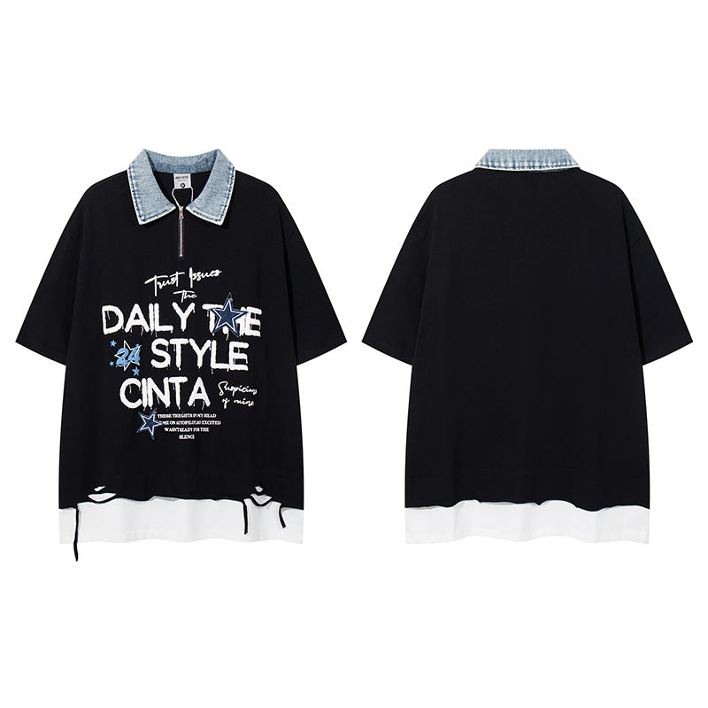 UNIKCOSA UrbanSoul Foamed Letter Print Unisex Top ๐ซ