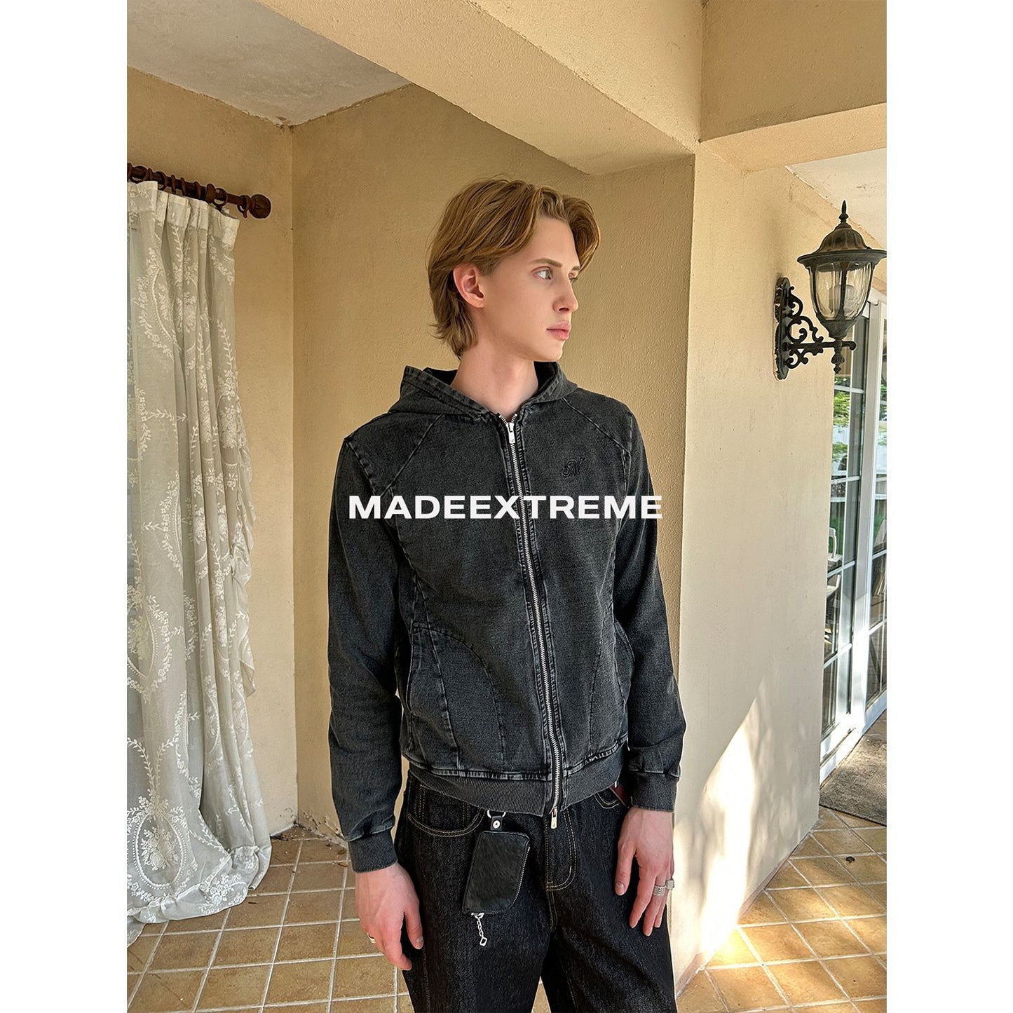 UNIKCOSA Velora Slim Fit Denim Hooded Sweatshirt Jacket 💫