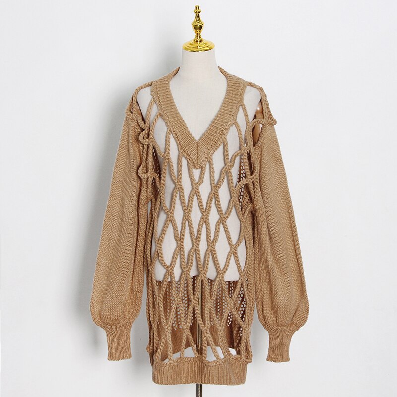 UNIKCOSA BreezeKnit Hollow-Out Street Sweater for Women 🤍