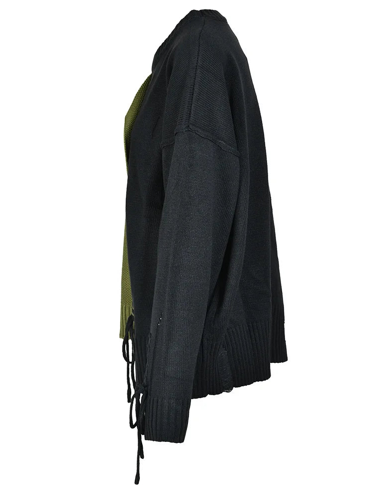 UNIKCOSA VerdeFlow Women’s Colorblock Knit Sweater