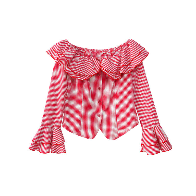 UNIKCOSA Velora Checkered Lotus One Shoulder Shirt π«