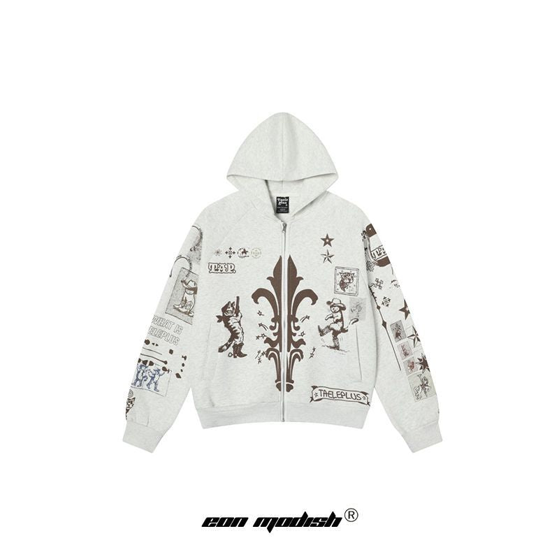 UNIKCOSA Velora Graffiti Print Cardigan Sweatshirt 💫