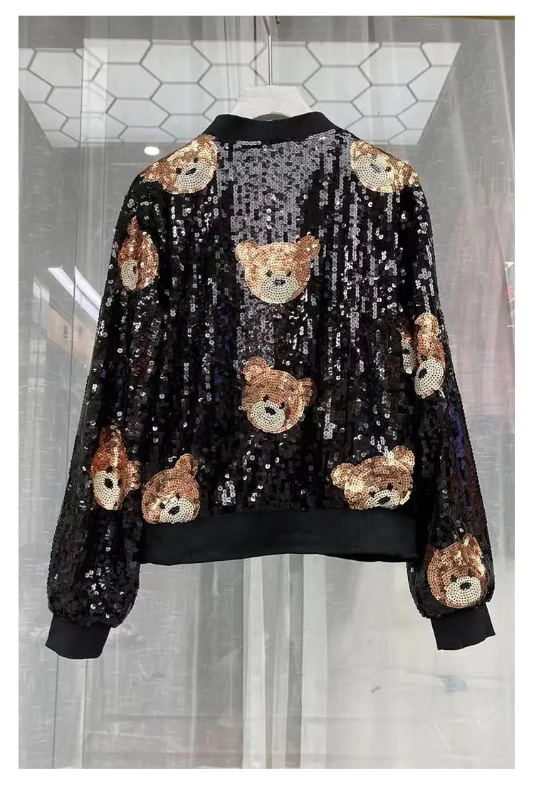 UNIKCOSA SparkToon Sequin Stand Collar Street Jacket for Women 💫