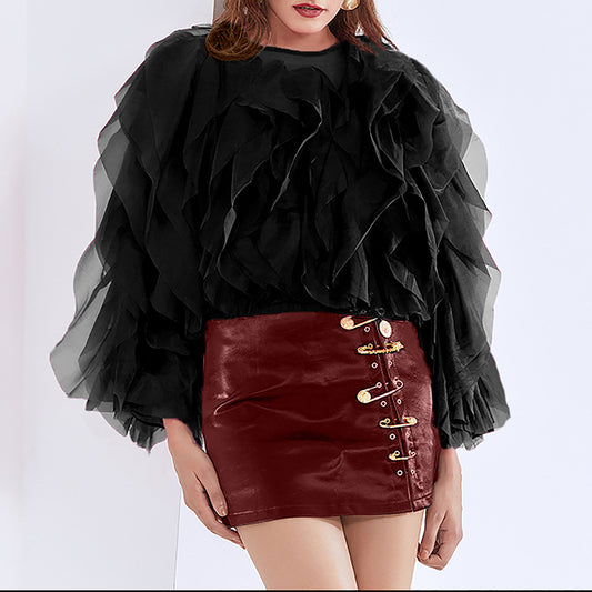 UNIKCOSA SilverEdge Mesh Spliced Fitted Blouse for Women β‘οΈ