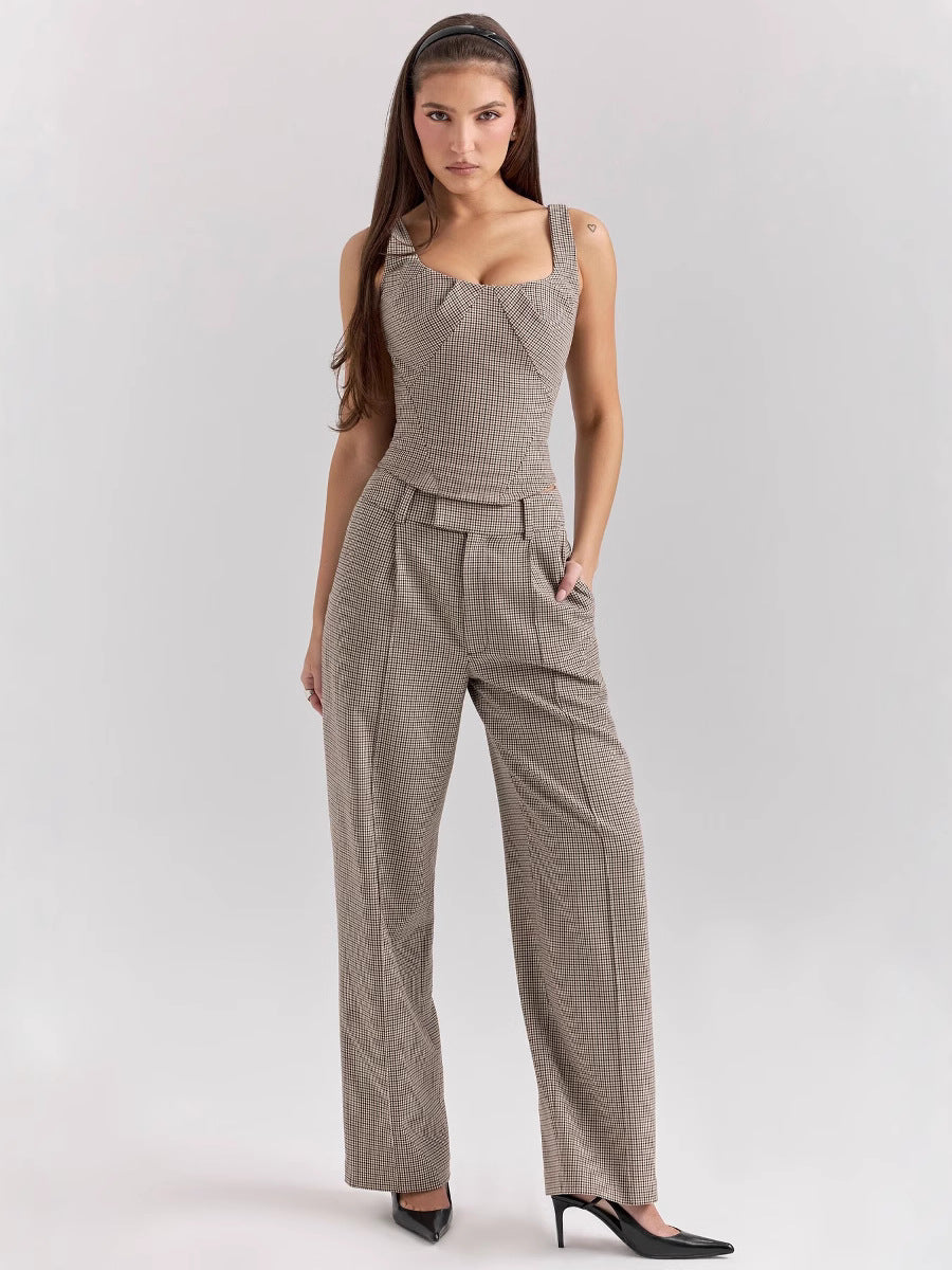 UNIKCOSA Velora PlaidMuse Slim-Fit Two-Piece Set Luxe 💫