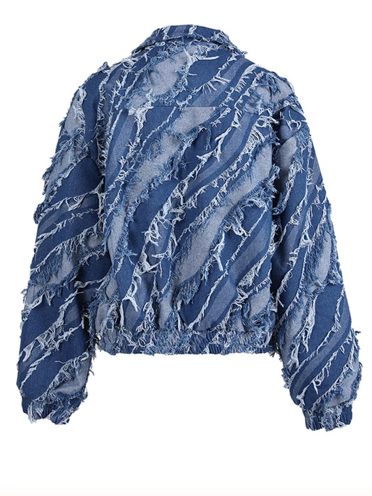 UNIKCOSA UrbanSoul Denim Jacket Loose Fit Tassels Big Size π«