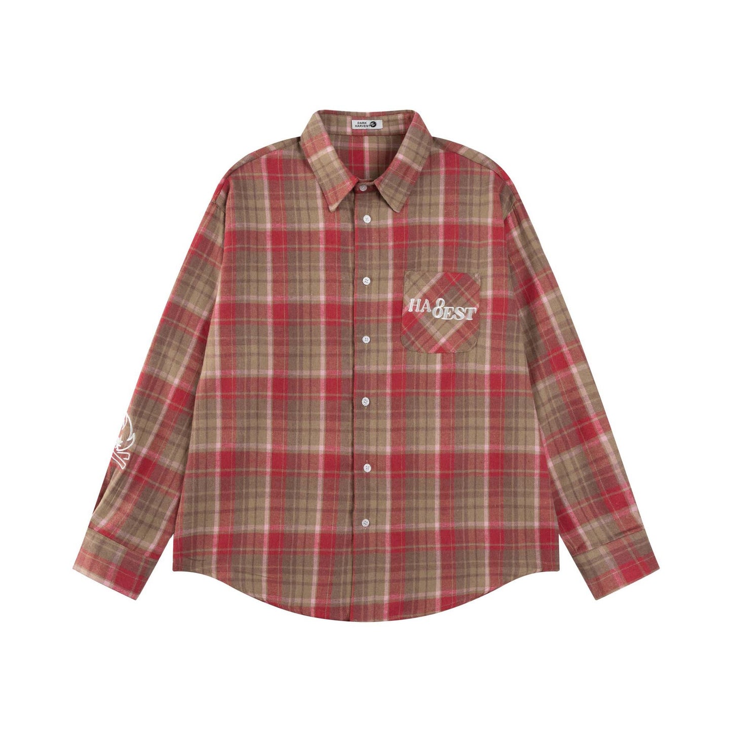 UNIKCOSA RetroMuse Beaded Plaid Shirt Turn Collar Unisex π«