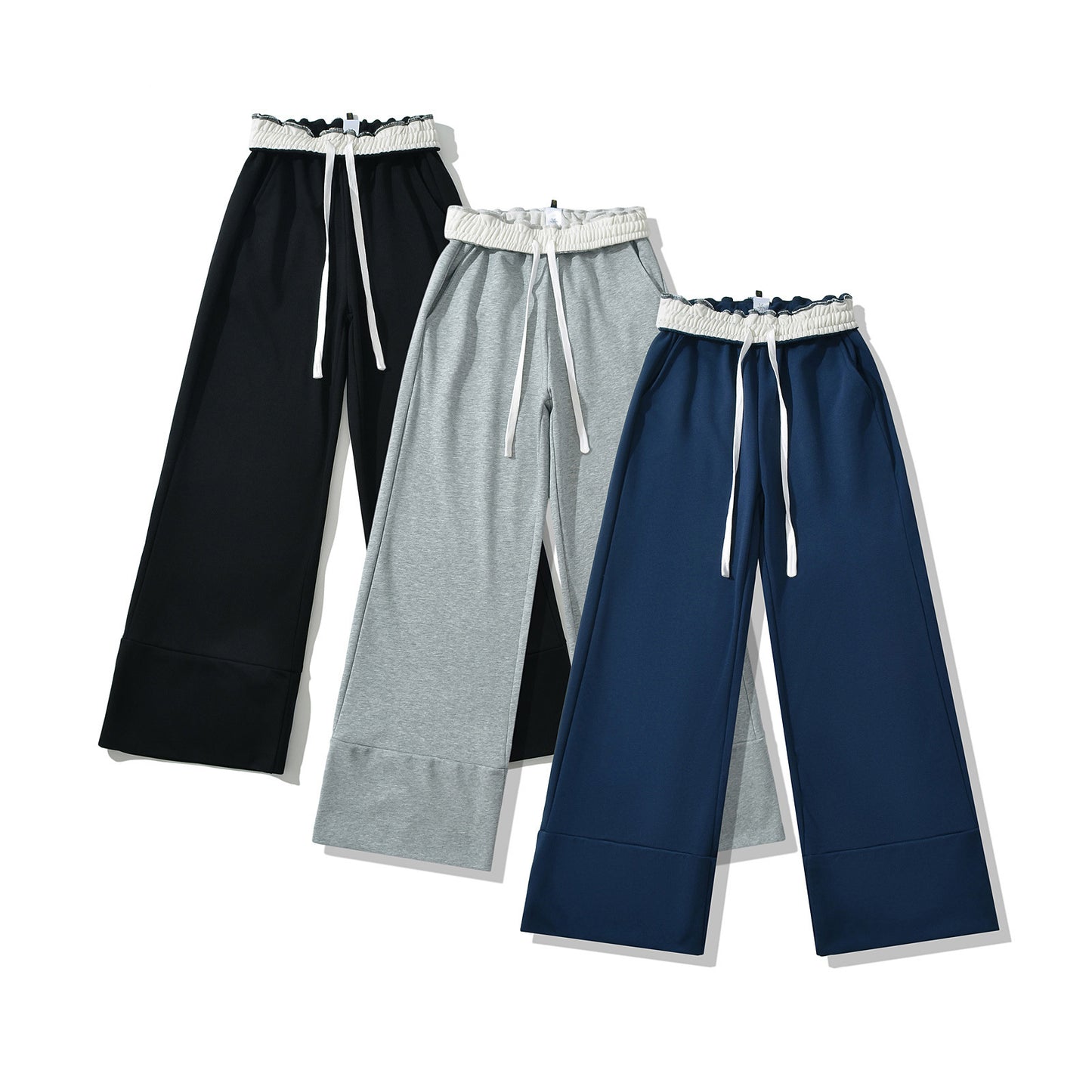 UNIKCOSA NoirFit Colorblocked Waist Flip Wide Leg Pants 💫